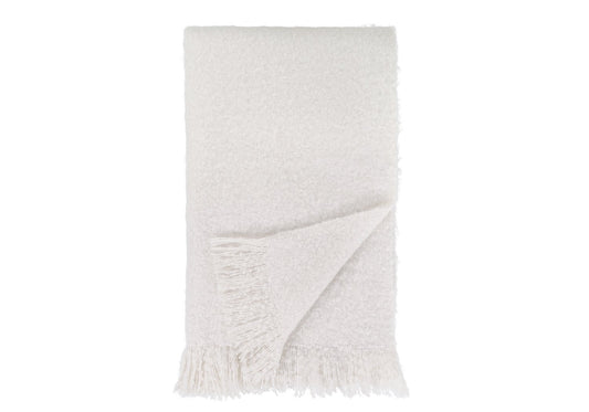 WHITE MOHAIR THROW BLANKET