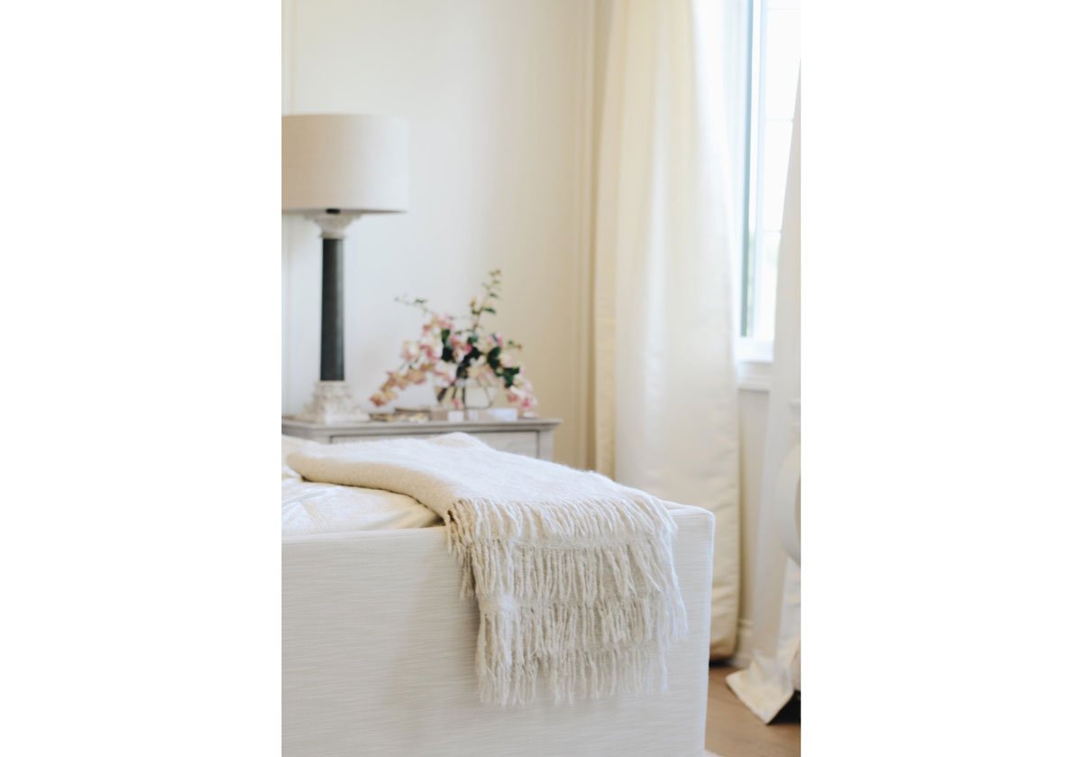 WHITE MOHAIR THROW BLANKET